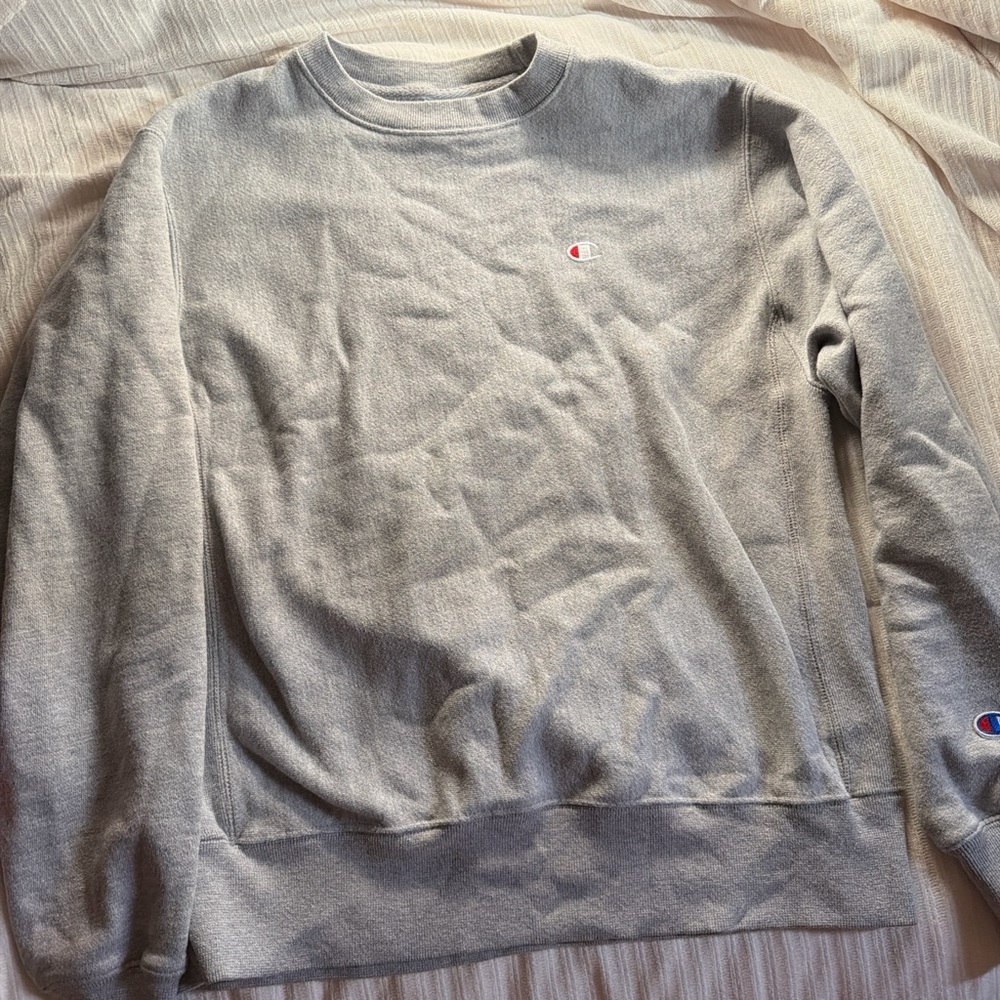 Champion Crewneck Sweatshirt - Light Gray with Logo